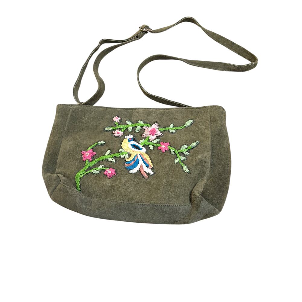 Raj LA Leather Suede Embroidered Crossbody Bag